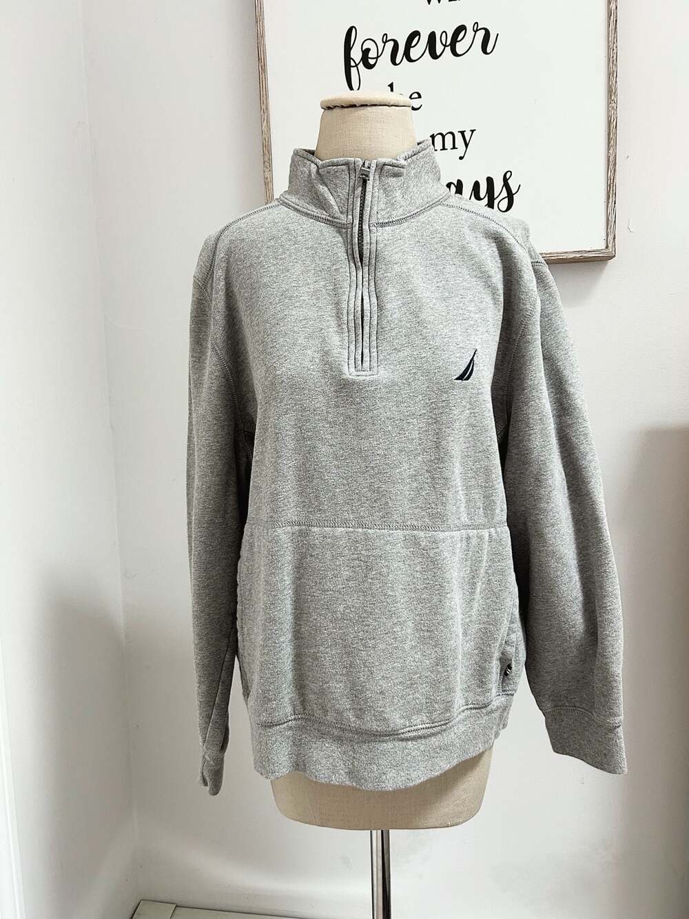 Nautica Men's Quarter-Zip Fleece Pullover Heather Gray Size Large